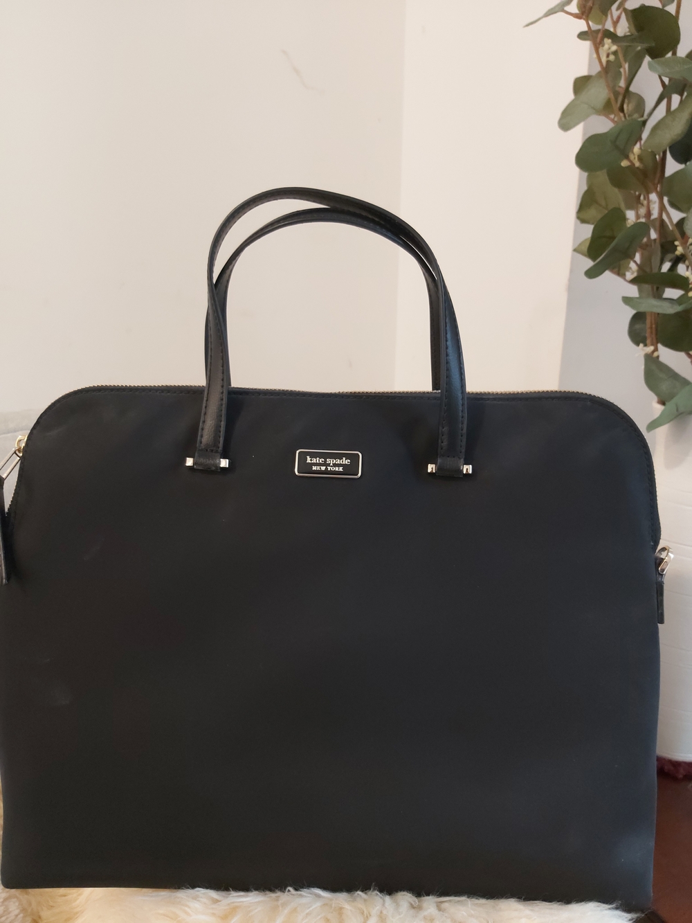 Kate Spade Black Nylon Lap Top Bag With Strap